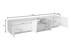 Móvel De Tv*Dmora Móvel de TV Paul, Aparador baixo de sala, Base de móvel de televisão, 100% Fabricado na Itália, 220x43h46 cm, Ardósia Cinzento