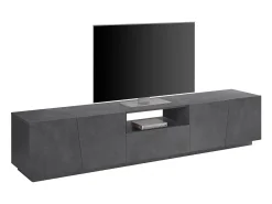 Móvel De Tv*Dmora Móvel de TV Paul, Aparador baixo de sala, Base de móvel de televisão, 100% Fabricado na Itália, 220x43h46 cm, Ardósia Cinzento