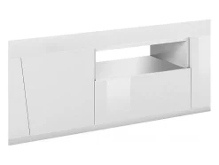 Móvel De Tv*Dmora Móvel de TV Paul, Aparador baixo de sala, Base de móvel de televisão, 100% Fabricado na Itália, 220x43h46 cm, brilhante, com luz LED Branco