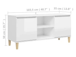 Sale vidaxl Móvel de TV pernas de madeira 103,5x35x50 cm brilhante Branco