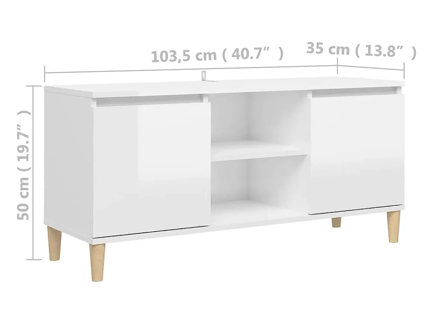 Sale vidaxl Móvel de TV pernas de madeira 103,5x35x50 cm brilhante Branco