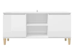 Móvel De Tv| Móvel de TV pernas de madeira 103,5x35x50 cm brilhante PT498949 Branco