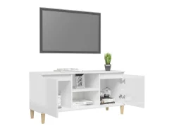 Móvel De Tv| Móvel de TV pernas de madeira 103,5x35x50 cm brilhante PT498949 Branco