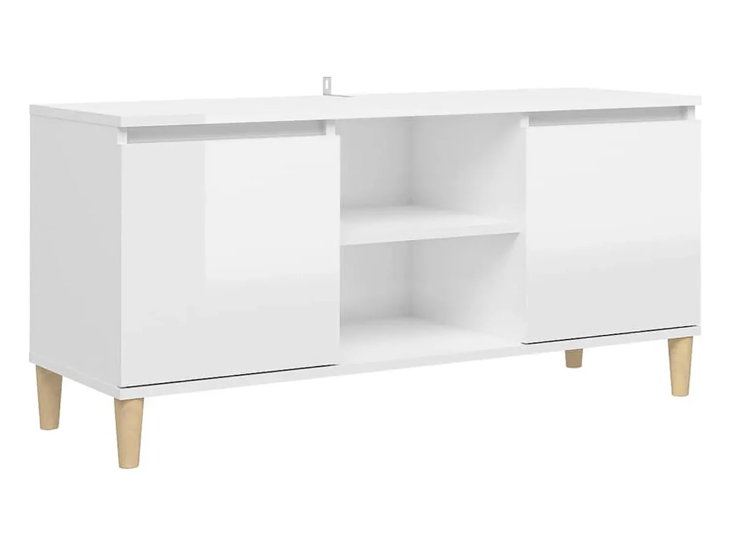 Móvel De Tv| Móvel de TV pernas de madeira 103,5x35x50 cm brilhante PT498949 Branco