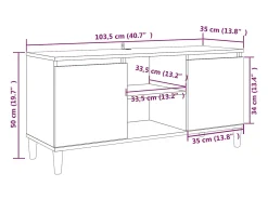 Móvel De Tv*vidaxl Móvel de TV pernas madeira maciça 103,5x35x50cm carvalho fumado Castanho
