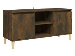 Móvel De Tv*vidaxl Móvel de TV pernas madeira maciça 103,5x35x50cm carvalho fumado Castanho