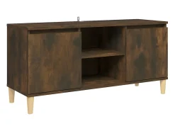 Móvel De Tv| Móvel de TV pernas madeira maciça 103,5x35x50cm carvalho fumado PT337558 Castanho
