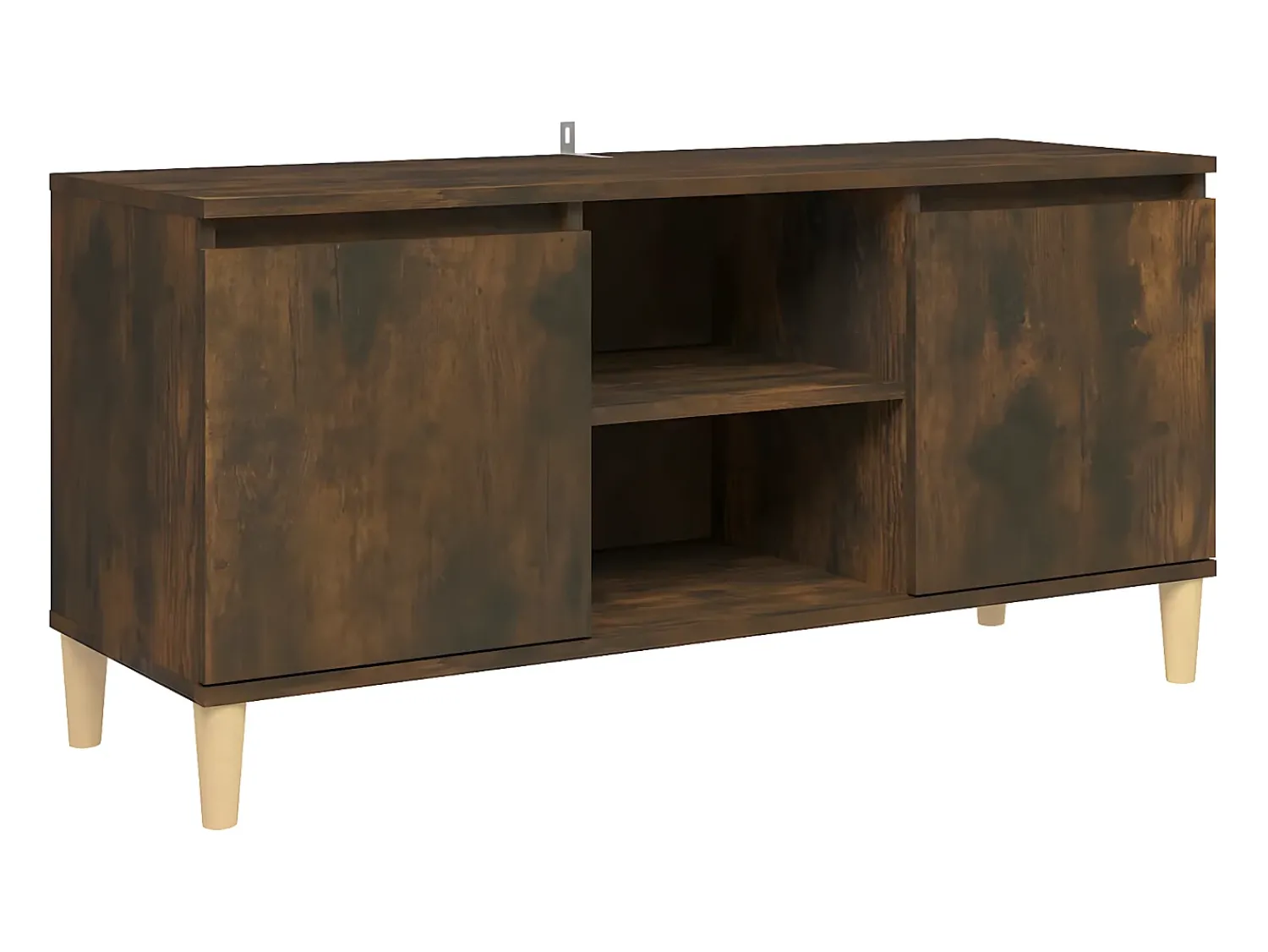 Móvel De Tv| Móvel de TV pernas madeira maciça 103,5x35x50cm carvalho fumado PT337558 Castanho