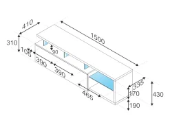 Móvel De Tv|Dmora Móvel de TV Pittsburgh, Buffet de sala, Aparador para televisão de sala com 1 porta, Móvel de TV com luz LED, 150x41h50 cm, brilhante Branco