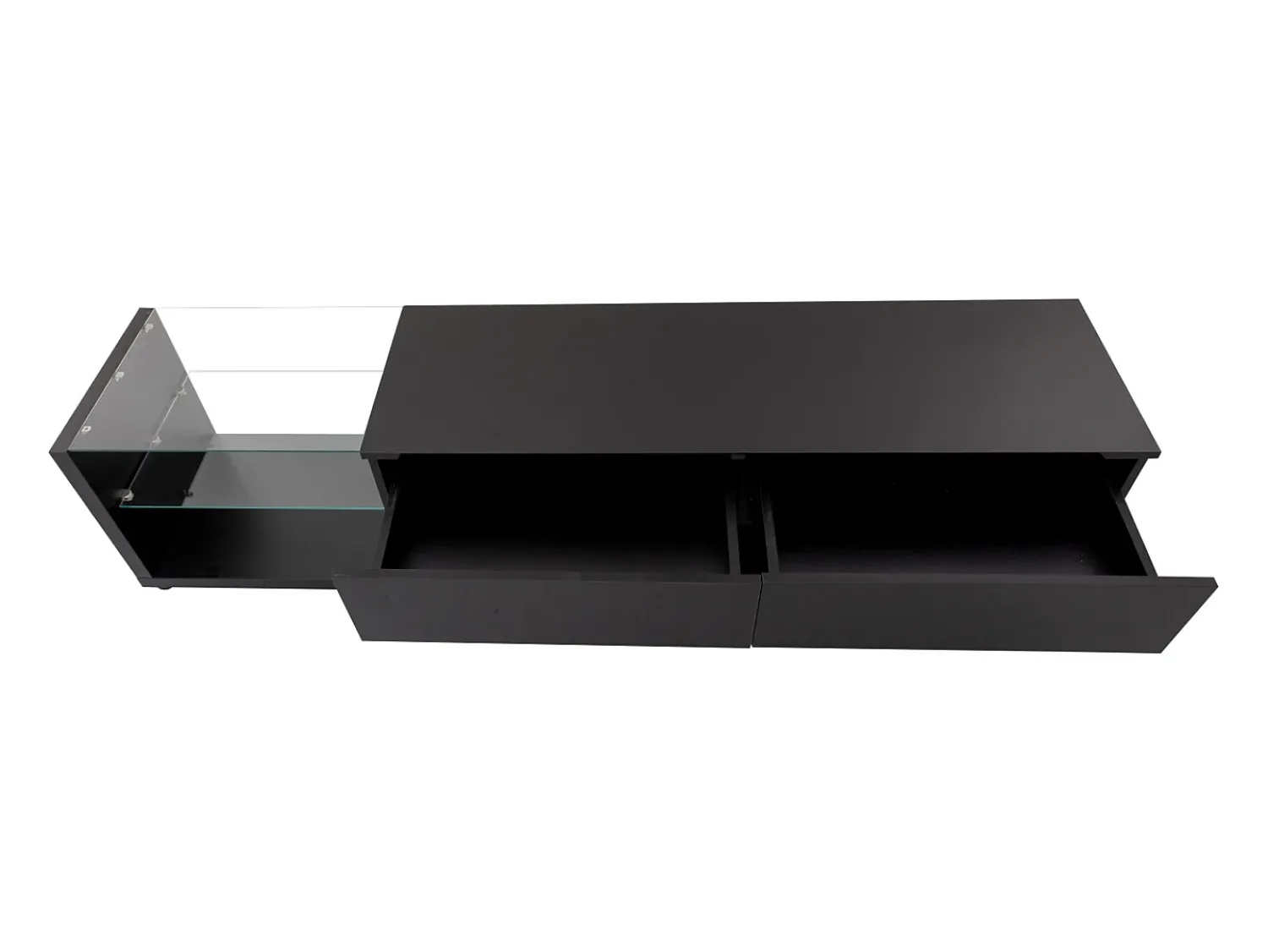 Móvel De Tv* Móvel de TV com gavetas, aparador de TV com iluminação LED e prateleiras de vidro, rack para TV para sala de estar. Preto