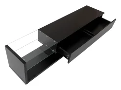 Móvel De Tv* Móvel de TV com gavetas, aparador de TV com iluminação LED e prateleiras de vidro, rack para TV para sala de estar. Preto