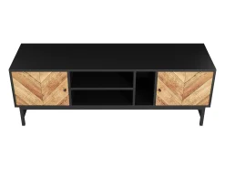 Móvel De Tv*Hauss Spole Móvel de TV e natural com 2 portas, pés em metal, portas com efeito de madeira, 150 x 38 x 55 cm Preto