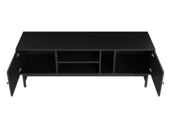 Móvel De Tv*Hauss Spole Móvel de TV e natural com 2 portas, pés em metal, portas com efeito de madeira, 150 x 38 x 55 cm Preto