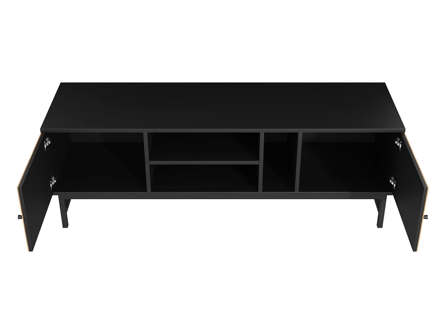 Móvel De Tv*Hauss Spole Móvel de TV e natural com 2 portas, pés em metal, portas com efeito de madeira, 150 x 38 x 55 cm Preto