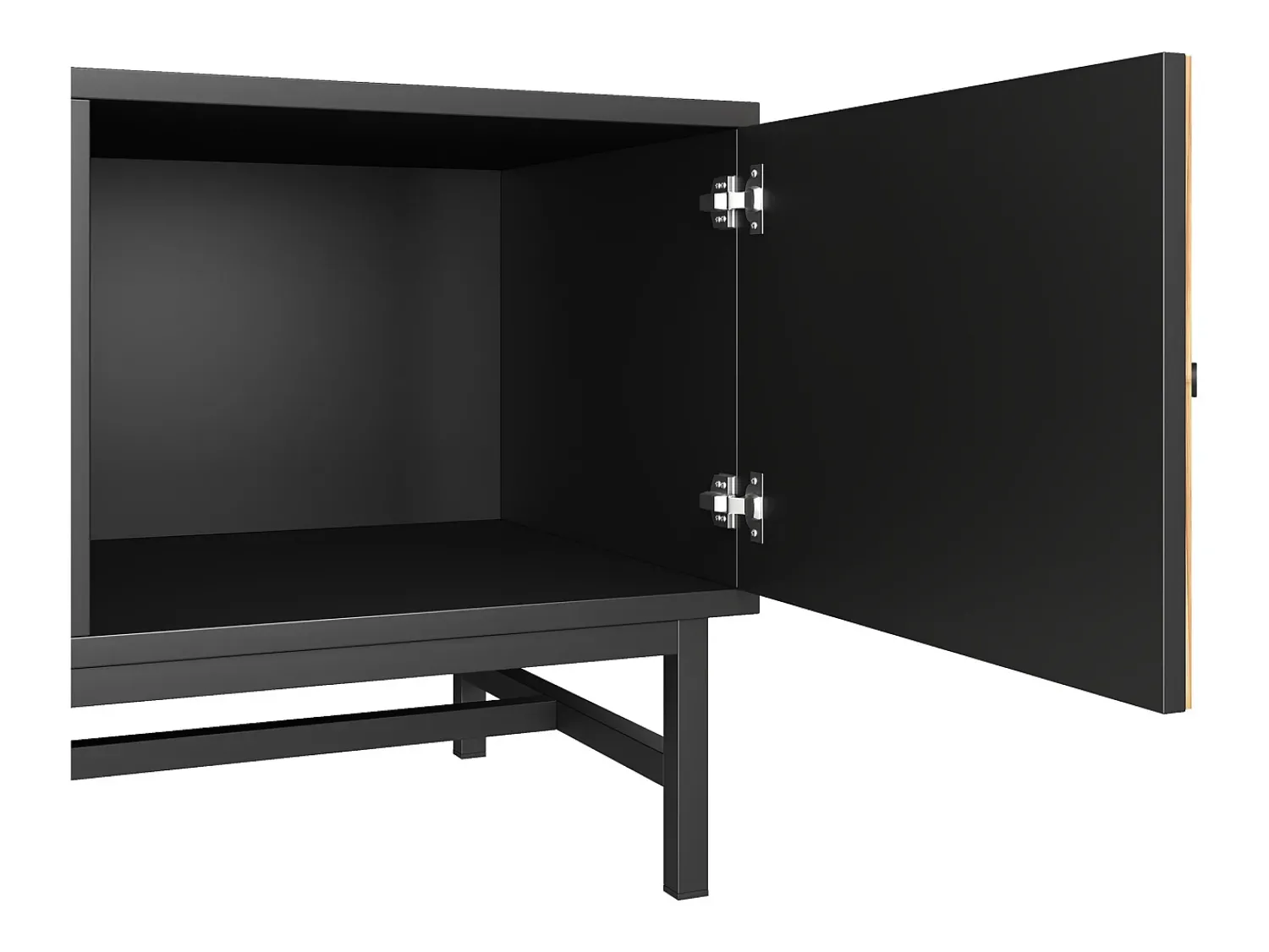 Móvel De Tv*Hauss Spole Móvel de TV e natural com 2 portas, pés em metal, portas com efeito de madeira, 150 x 38 x 55 cm Preto