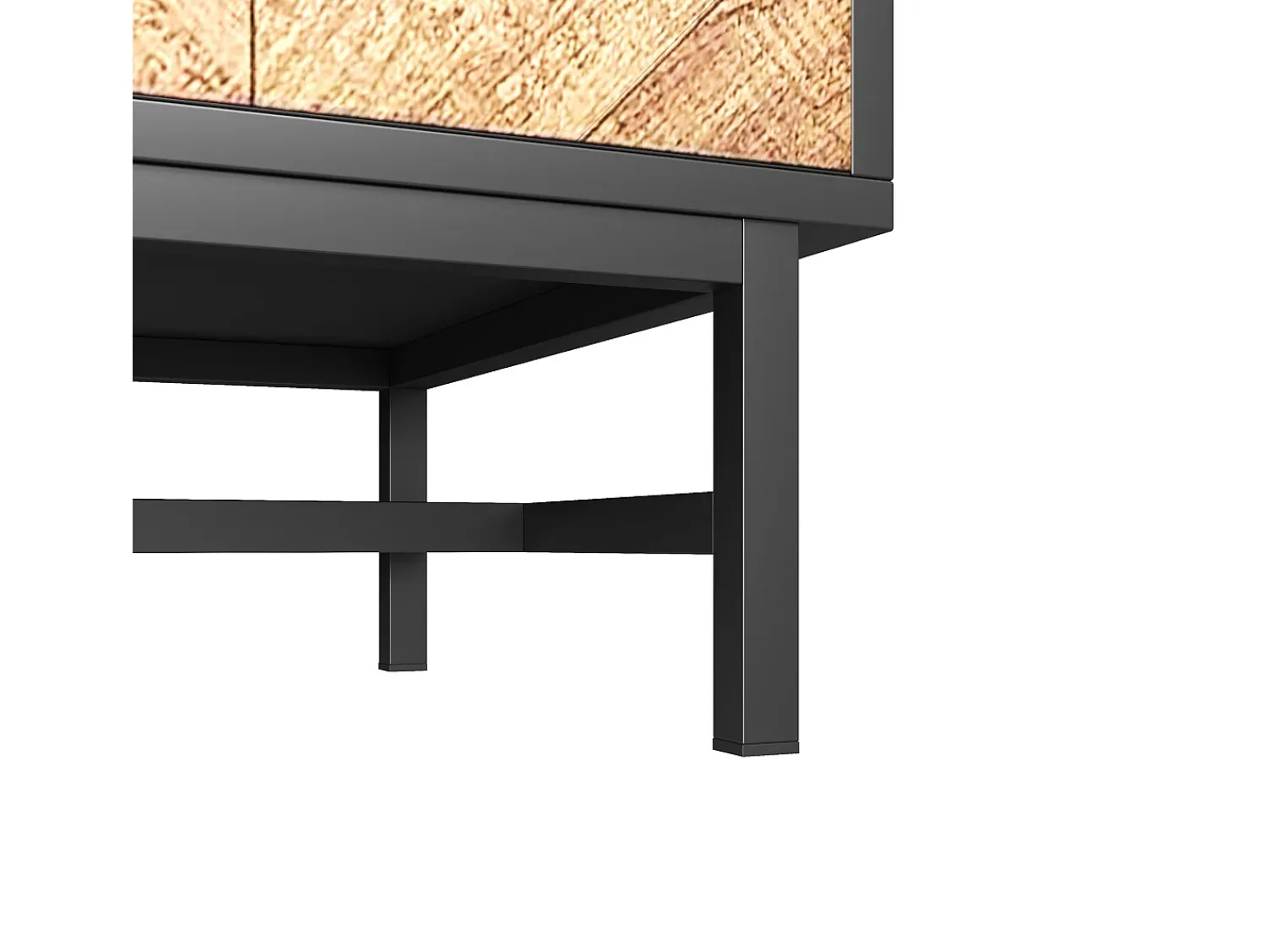 Móvel De Tv*Hauss Spole Móvel de TV e natural com 2 portas, pés em metal, portas com efeito de madeira, 150 x 38 x 55 cm Preto