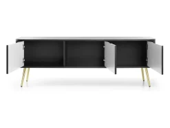 Móvel De Tv| Móvel de TV: , patas douradas, 168 x 57 x 39 cm Preto