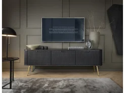 Móvel De Tv| Móvel de TV: , patas douradas, 168 x 57 x 39 cm Preto