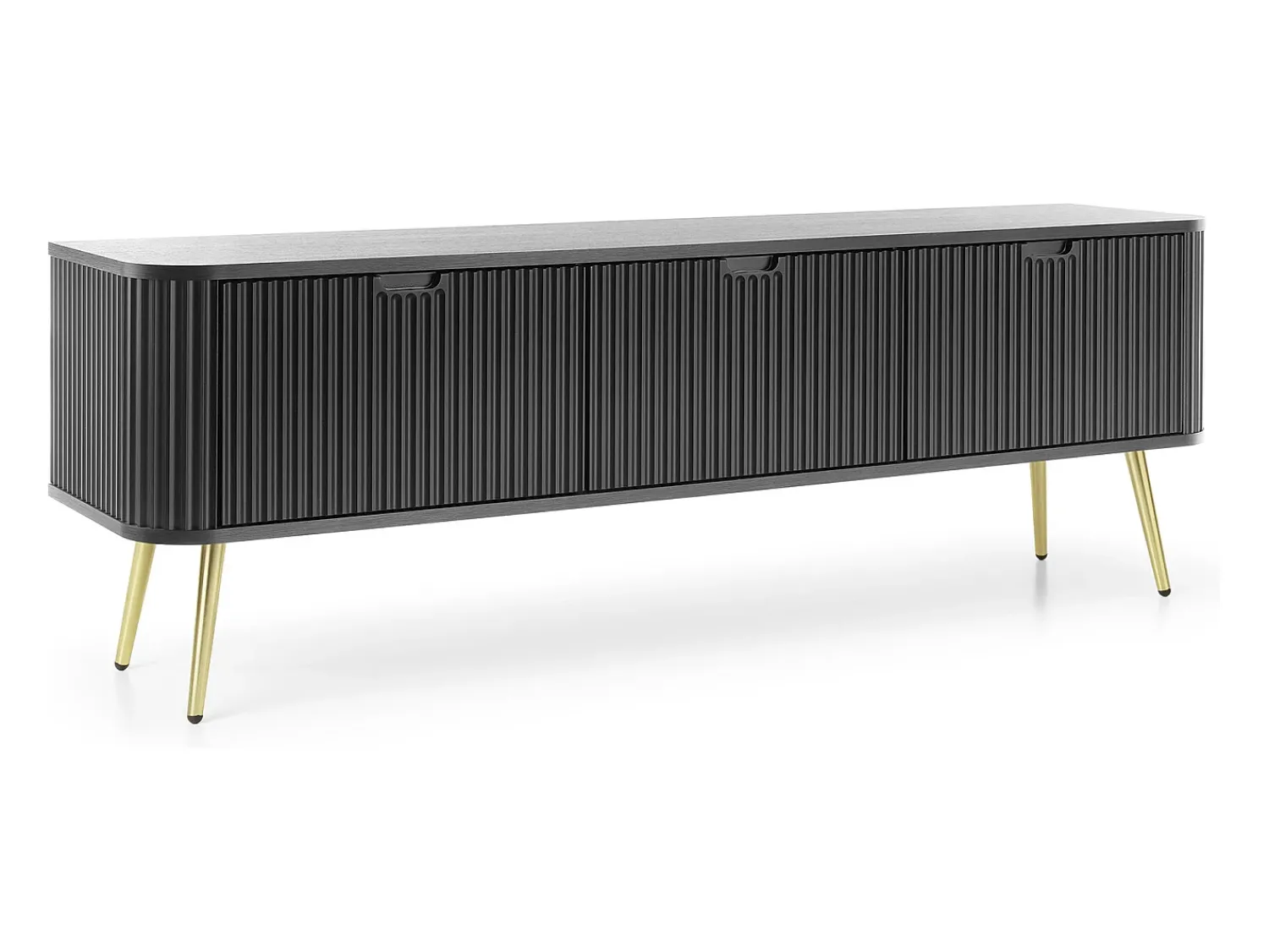 Móvel De Tv| Móvel de TV: , patas douradas, 168 x 57 x 39 cm Preto