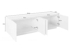 Móvel De Tv*Dmora Móvel de TV Raul, Aparador baixo de sala, Base de móvel de televisão, 100% Fabricado em Itália, 162x44h46 cm, Cimento Cinzento