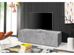 Móvel De Tv*Dmora Móvel de TV Raul, Aparador baixo de sala, Base de móvel de televisão, 100% Fabricado em Itália, 162x44h46 cm, Cimento Cinzento