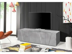 Móvel De Tv*Dmora Móvel de TV Raul, Aparador baixo de sala, Base de móvel de televisão, 100% Fabricado em Itália, 162x44h46 cm, Cimento Cinzento