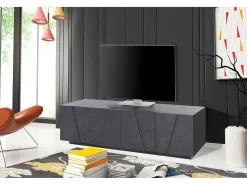 Best Dmora Móvel de TV Raul, Aparador baixo da sala, Base de móvel de televisão, 100% Fabricado na Itália, 162x44h46 cm, Cinza ardósia Cinzento
