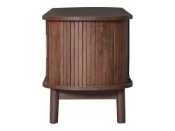 Móvel De Tv* Móvel de TV retrô - Armário baixo com porta de correr e porta de abrir - 3 compartimentos - Marrom Natural escuro