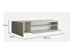 Móvel De Tv|Dmora Móvel de TV Roberto, Aparador baixo de sala com 2 portas, Base de móvel de televisão, 100% Fabricado na Itália, 150x40h37 cm, Cimento, com luz LED Cinzento
