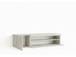 Clearance Dmora Móvel de TV Roberto, Aparador baixo de sala com 2 portas, Base de móvel de televisão, 100% Fabricado na Itália, 150x40h37 cm, Cimento Cinzento