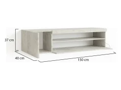 Clearance Dmora Móvel de TV Roberto, Aparador baixo de sala com 2 portas, Base de móvel de televisão, 100% Fabricado na Itália, 150x40h37 cm, Cimento Cinzento