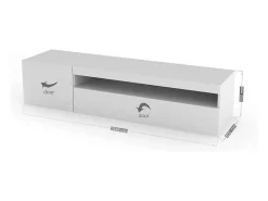 Móvel De Tv*Dmora Móvel de TV Roberto, Aparador baixo de sala com 2 portas, Base de móvel de televisão, 100% Fabricado na Itália, 150x40h37 cm, brilhante, com luz LED Branco