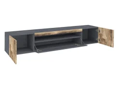 Móvel De Tv|Dmora Móvel de TV Salvatore, Aparador baixo de sala com 3 portas, Base de móvel de televisão, 100% Fabricado na Itália, 200x40h37 cm, Ardósia e Bordo Castanho