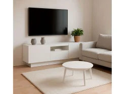 Móvel De Tv| Móvel de TV Sami para Sala de Estar 1 Gaveta, 2 Portas, Oco 150x42x37cm Branco