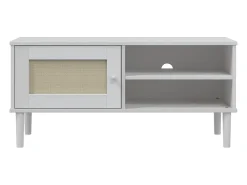 Móvel De Tv* Móvel de TV SENJA aspeto vime 106x40x49 cm pinho maciço PT532514 Branco