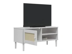Móvel De Tv* Móvel de TV SENJA aspeto vime 106x40x49 cm pinho maciço PT532514 Branco
