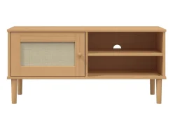 Online vidaxl Móvel de TV SENJA aspeto vime 106x40x49cm pinho maciço castanho Natural claro