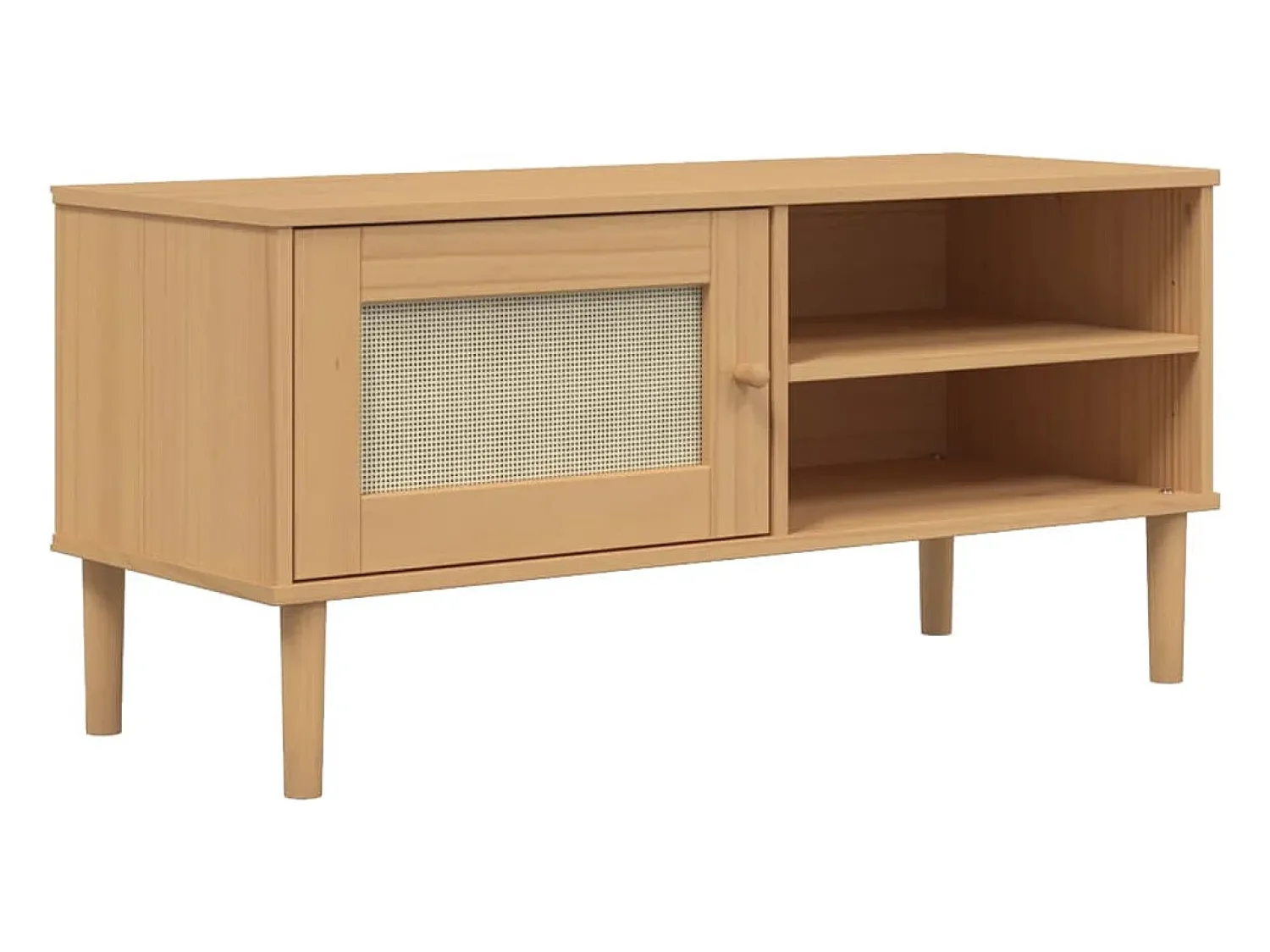 Online vidaxl Móvel de TV SENJA aspeto vime 106x40x49cm pinho maciço castanho Natural claro