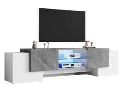 Merax Móvel de TV simples - 180 x 40 x 46,5 cm - com 4 portas - adequado para TVs de 60/65/70 polegadas - MDF - cinza +^ Móvel De Tv