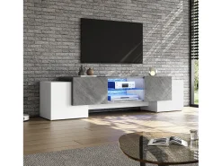 Merax Móvel de TV simples - 180 x 40 x 46,5 cm - com 4 portas - adequado para TVs de 60/65/70 polegadas - MDF - cinza +^ Móvel De Tv