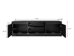 Hot Móvel de TV simples 120 cm, para televisor, 2 armários e prateleiras, estrutura castanheiro, frentes castanheiro mate Natural escuro