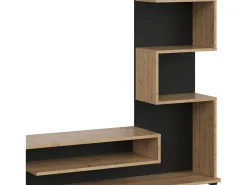 Móvel De Tv* Móvel de TV Snake Estilo Industrial Carvalho Artesanal/ 4 Prateleiras 160x130x29 cm Preto