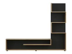 Móvel De Tv* Móvel de TV Snake Estilo Industrial Carvalho Artesanal/ 4 Prateleiras 160x130x29 cm Preto