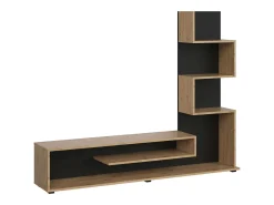 Móvel De Tv* Móvel de TV Snake Estilo Industrial Carvalho Artesanal/ 4 Prateleiras 160x130x29 cm Preto