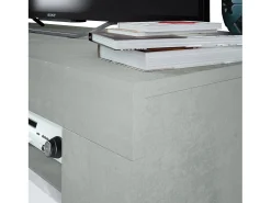 Dmora Móvel de TV Stamford, Aparador para televisão da sala, Móvel de TV 2 portas, Aparador baixo para sala, 120x42h40 cm, e Cimento Branco