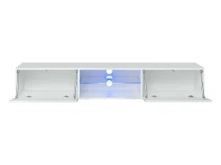 Online Meublorama Móvel de TV suspenso 180cm com 2 portas e nichos iluminados coleção SWITCH. Móvel na cor branca. Branco