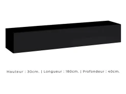 Price Factory Móvel de TV suspenso 180cm cor preta coleção SWITCH. Acabamentos brilhantes.^ Móvel De Tv