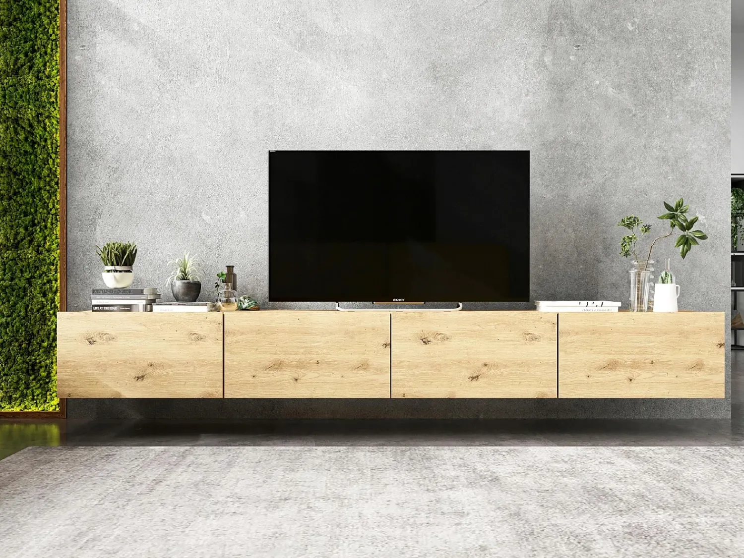 Móvel De Tv* Móvel de TV suspenso com 2 portas - corpo Carvalho artesanal mate, frentes Carvalho artesanal mate - 120 cm Castanho
