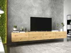 Móvel De Tv* Móvel de TV suspenso com 2 portas - corpo Carvalho artesanal mate, frentes Carvalho artesanal mate - 120 cm Castanho