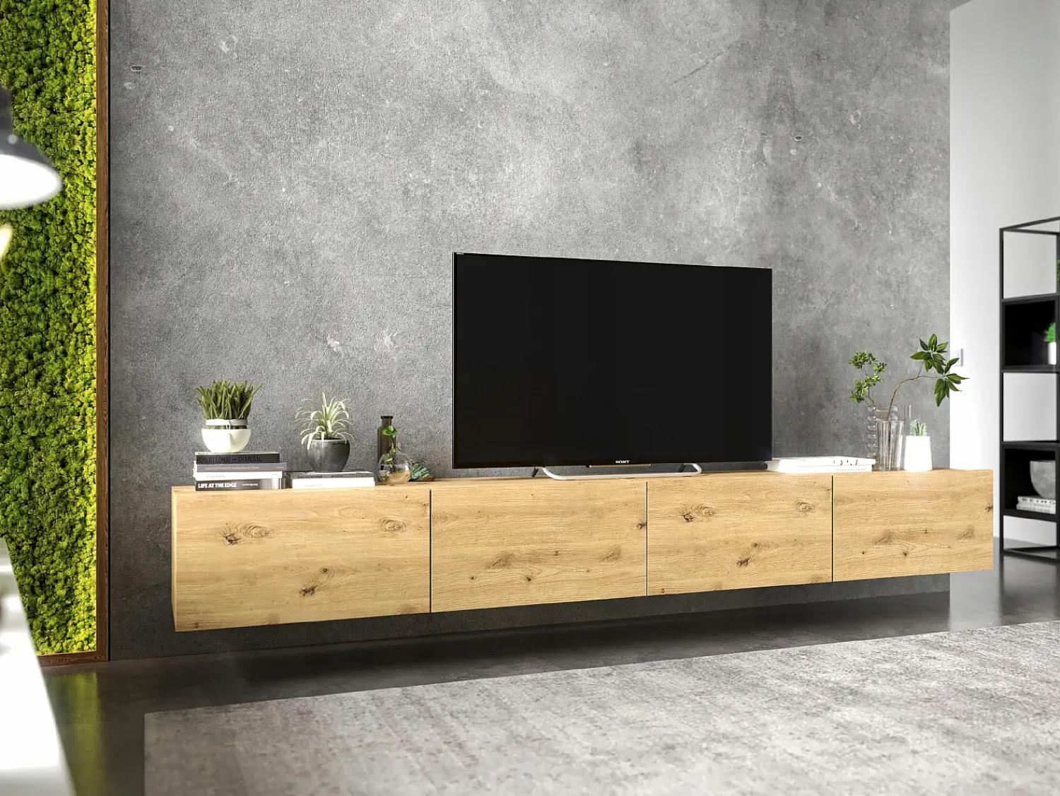 Móvel De Tv* Móvel de TV suspenso com 2 portas - corpo Carvalho artesanal mate, frentes Carvalho artesanal mate - 120 cm Castanho